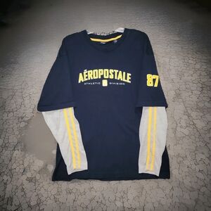 Aeropostale Navy and Gray Long Sleeve Shirt